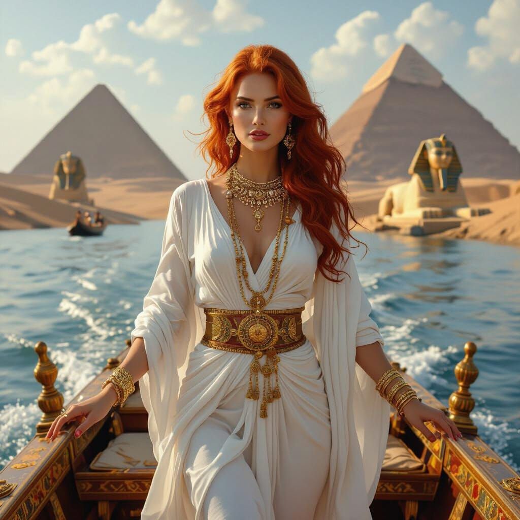Egyptian Queen on Nile in Hyperrealism