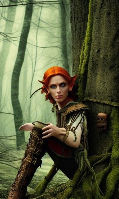 Strong and beautiful, Handsome male elf , fine details, hyperdetailed, determined and fierce, big green eyes and short d...