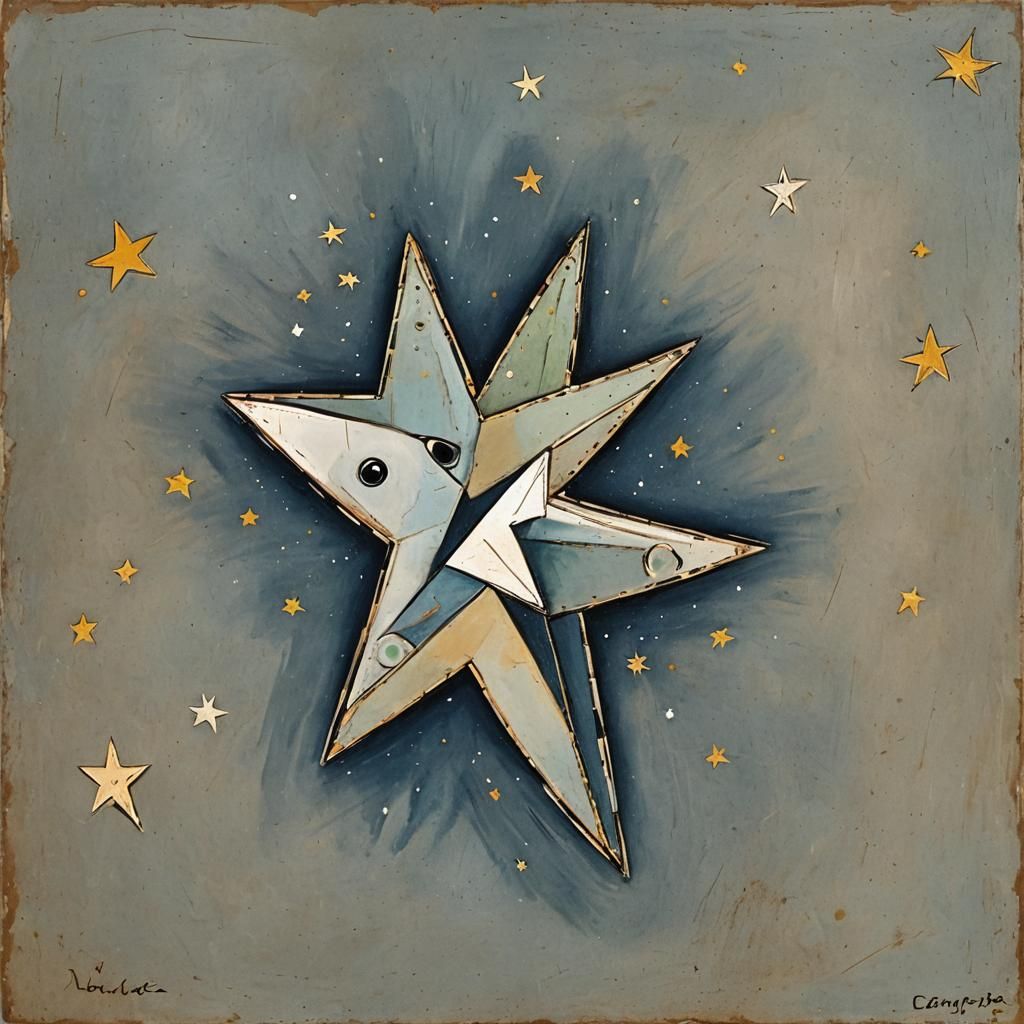 Abstract Starry Sky in Cubist Style