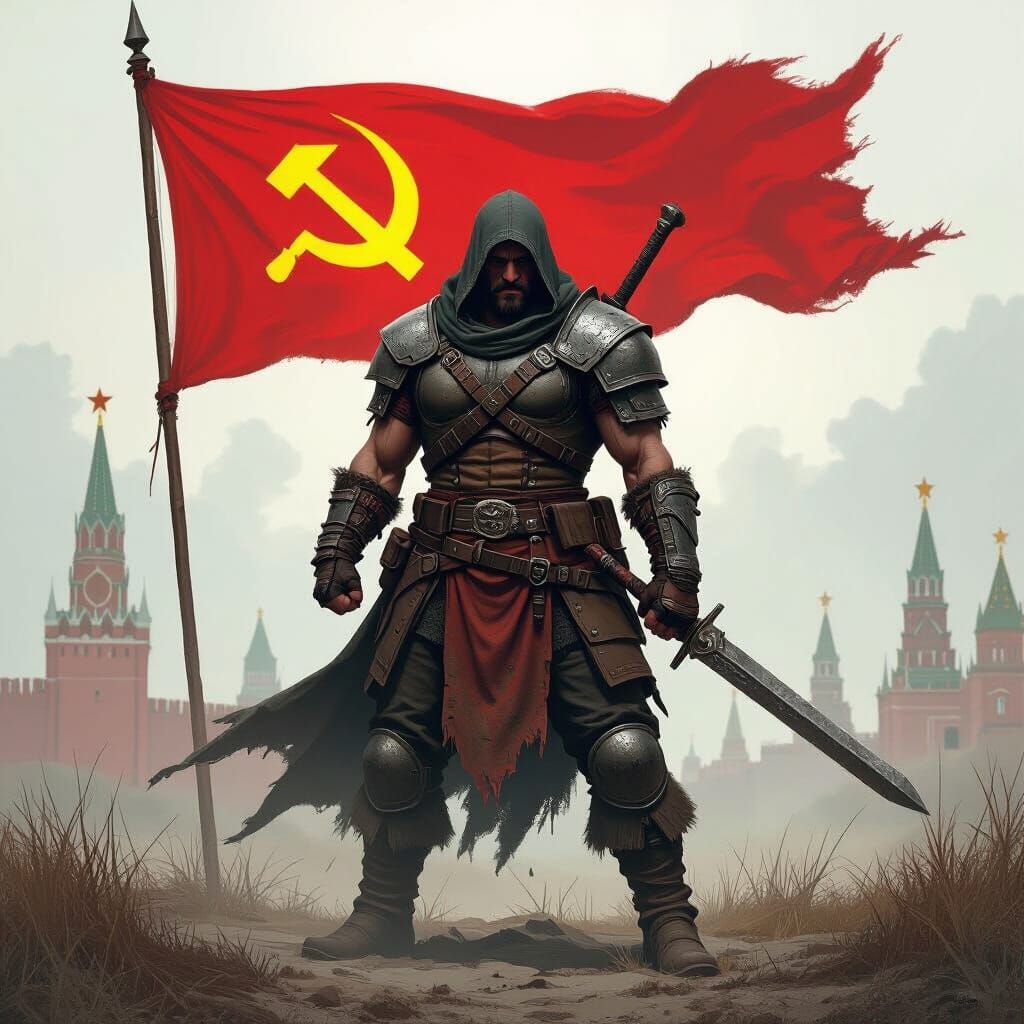Diablo Bandit Stands Before USSR Flag