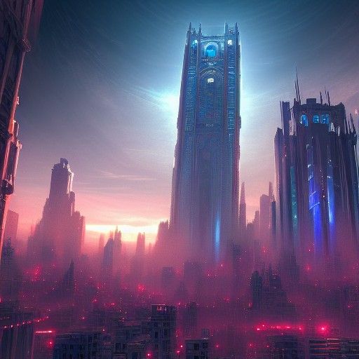 Medieval Metropolis on Neptune: Vaporwave Concept Art
