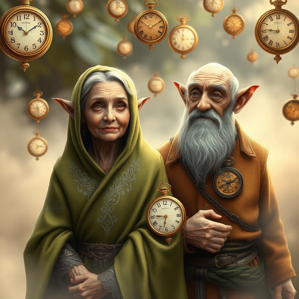 Ethereal Elves in a Whimsical Clockwork Paradise