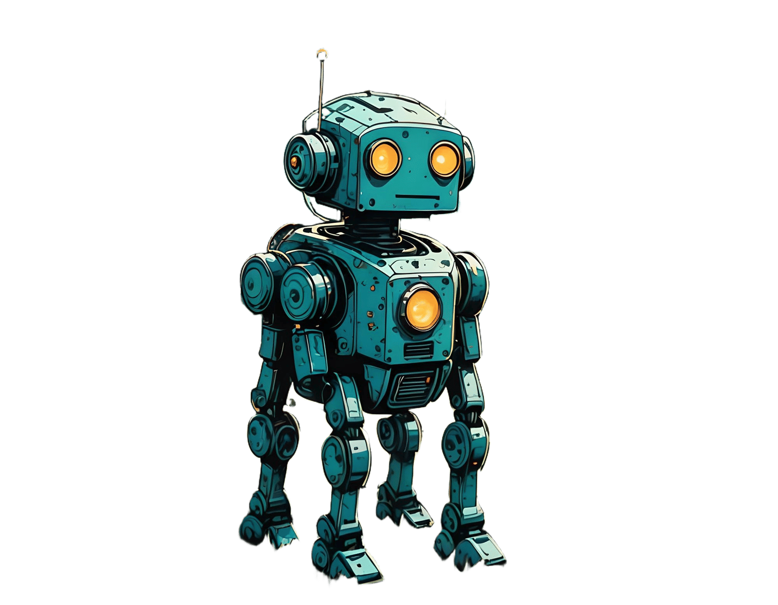Chibi Robot with Space Dog in Cyberpunk Style