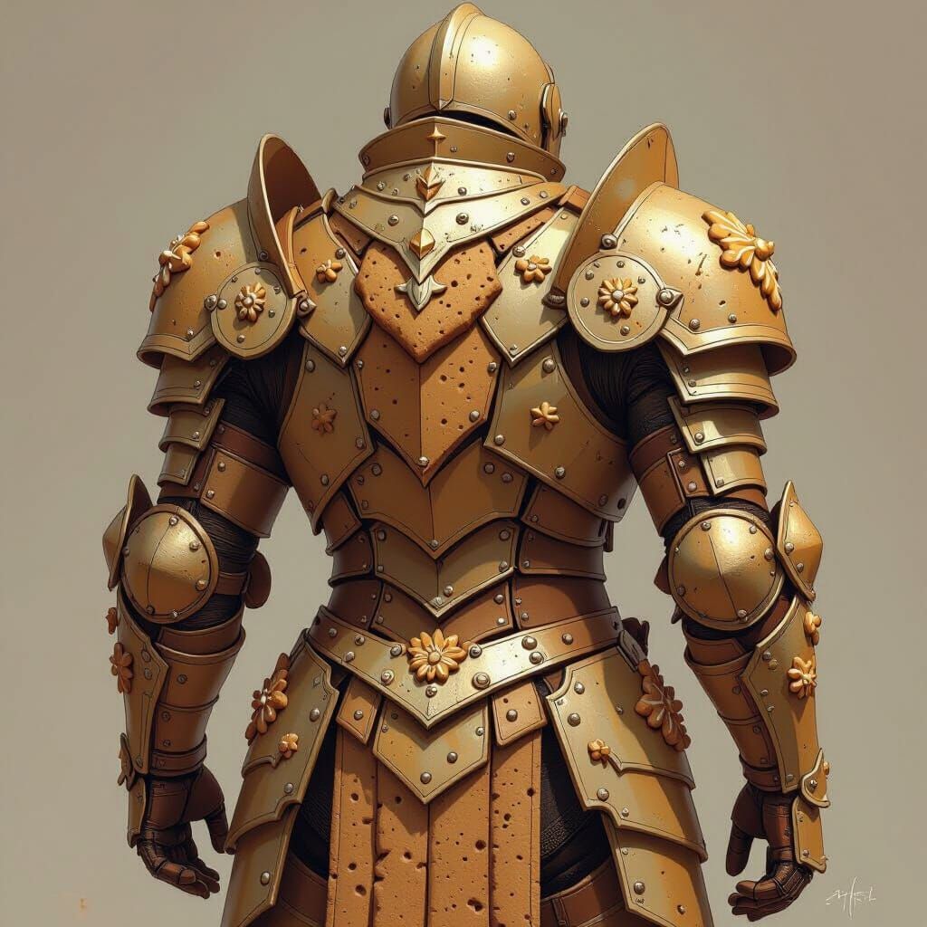 Gingerbread Armor Concept Art in Handmade Drawing Style