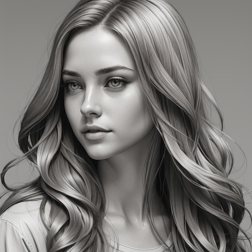 Beautiful Young Girl with Long Hair in 3D