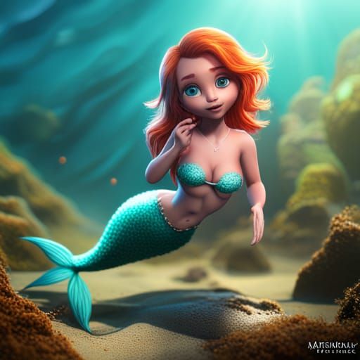 Lamb Mermaid Fantasy Concept Art in Detailed Painting Style