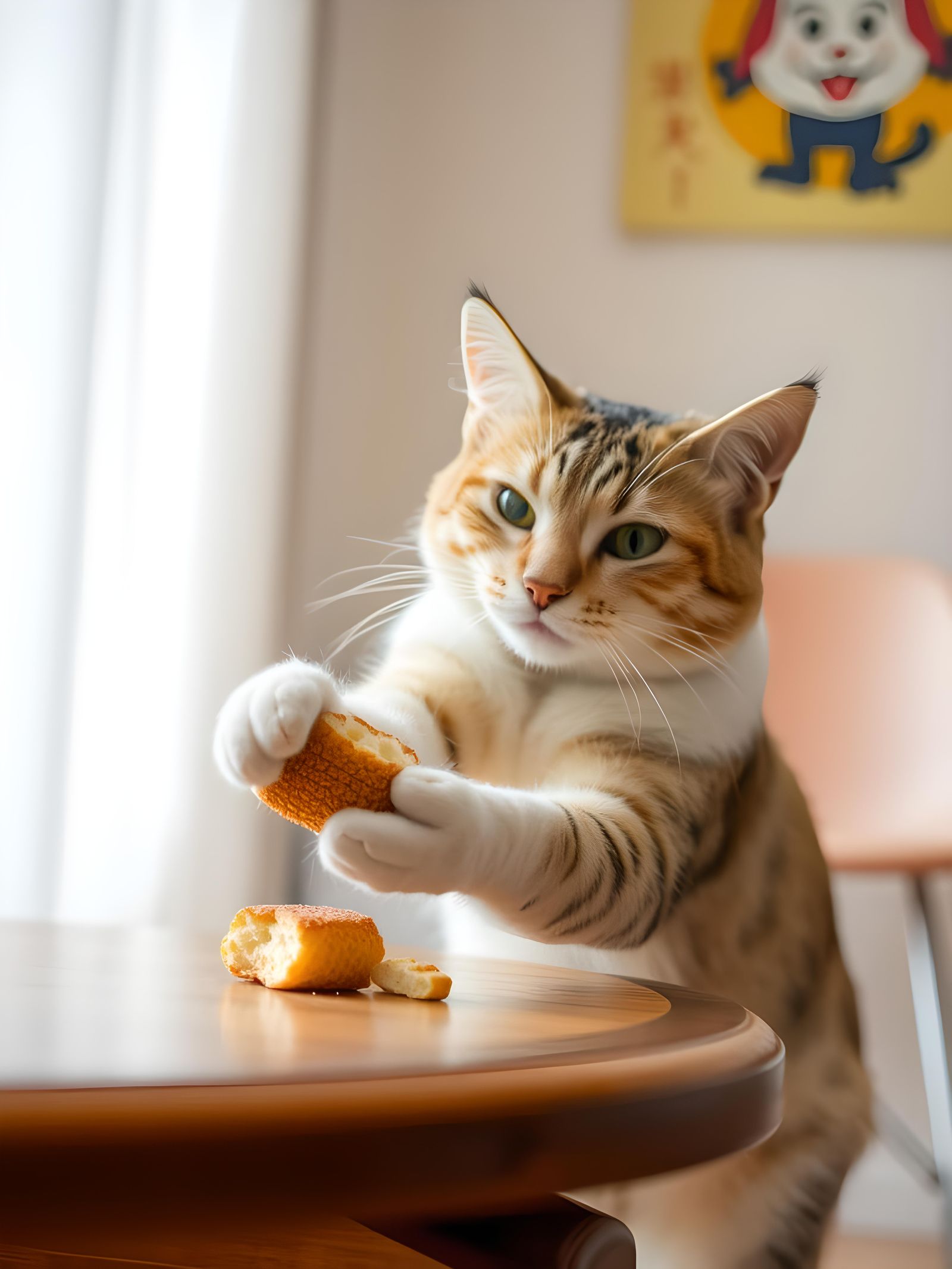 Mischievous Cat Knocks Object Off Table