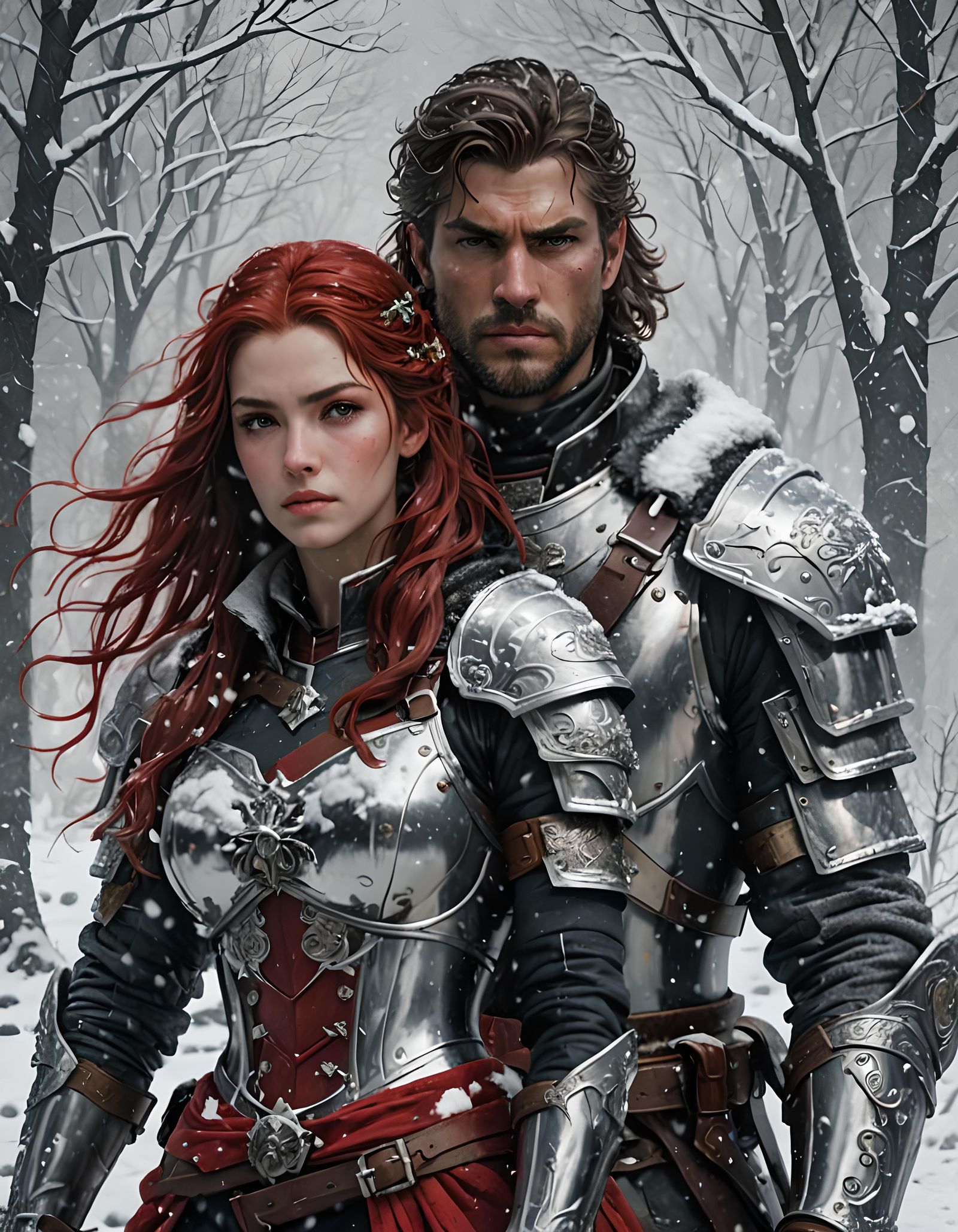 Mercenary in a Snowstorm with Admiring Woman