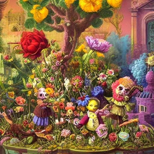 Floral Creatures in Surreal Matte Painting Style