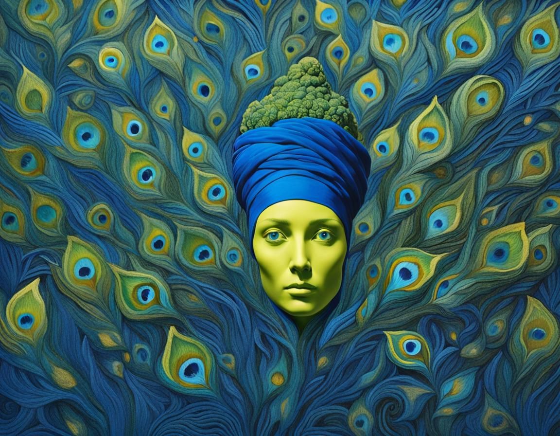 Mystical Blue Forest Guardian with Staff