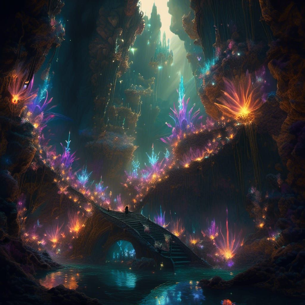 Glittering Faery Realm Descent with Luminescent Fairies