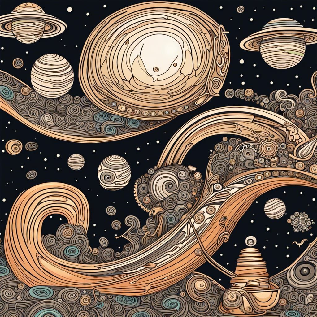 Aliens Drinking Coffee in Outer Space Coffee Shop