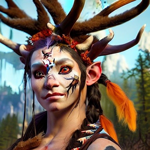 Detailed Female Satyr Warrior in Fantasy Style