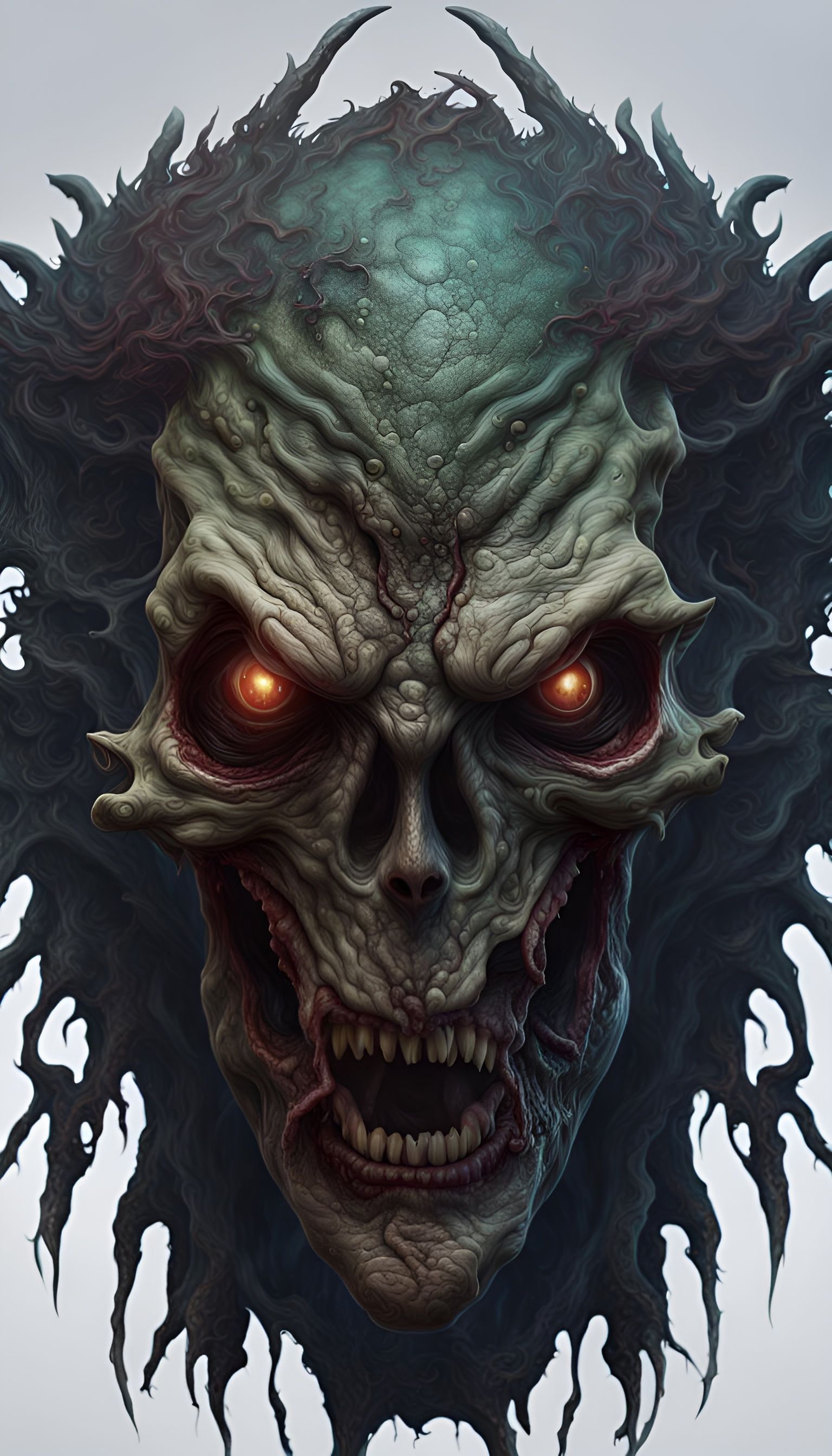 Detailed Undead Monster Head Concept Art