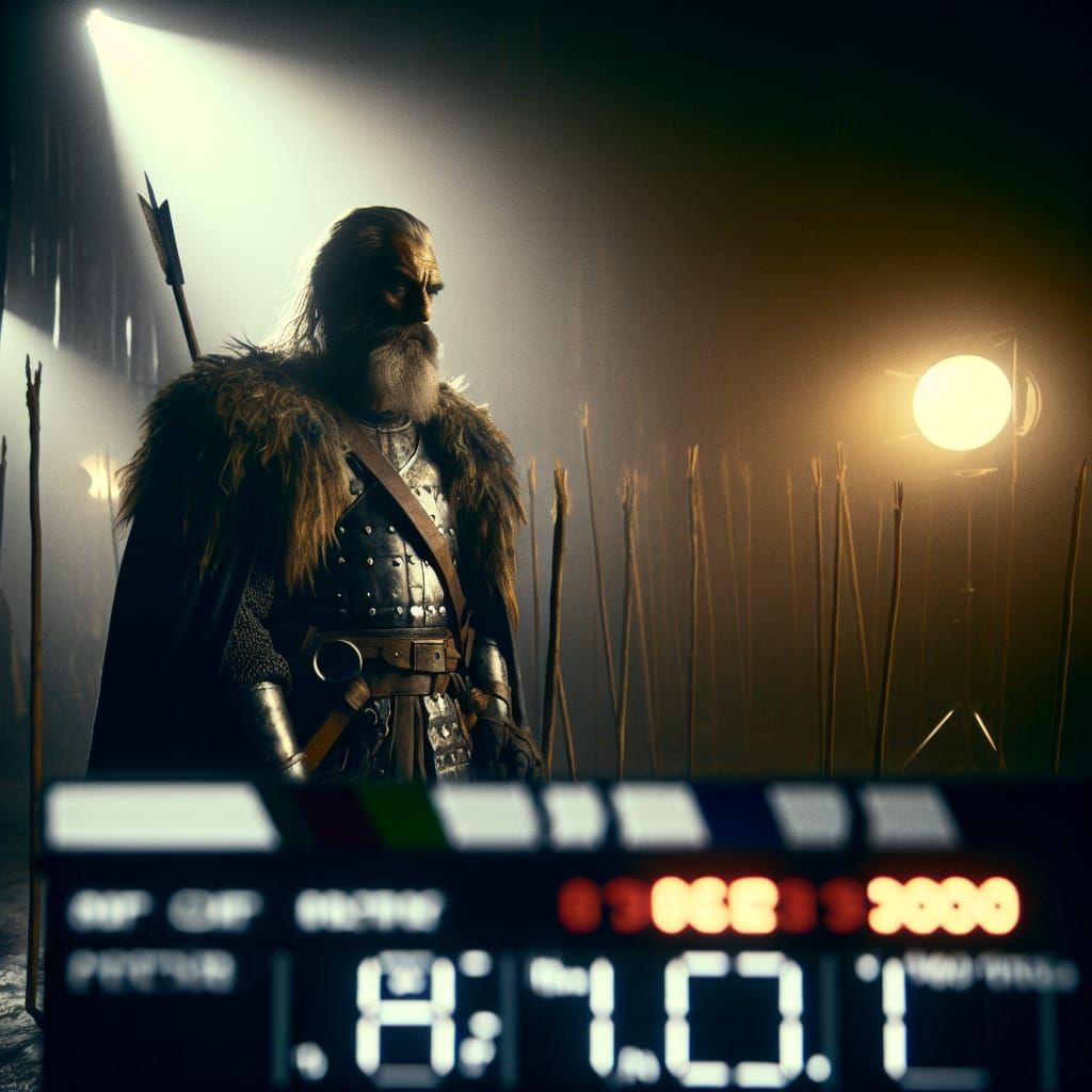 Cinematic Monster Hunter in Atmospheric Dark Fantasy Scene