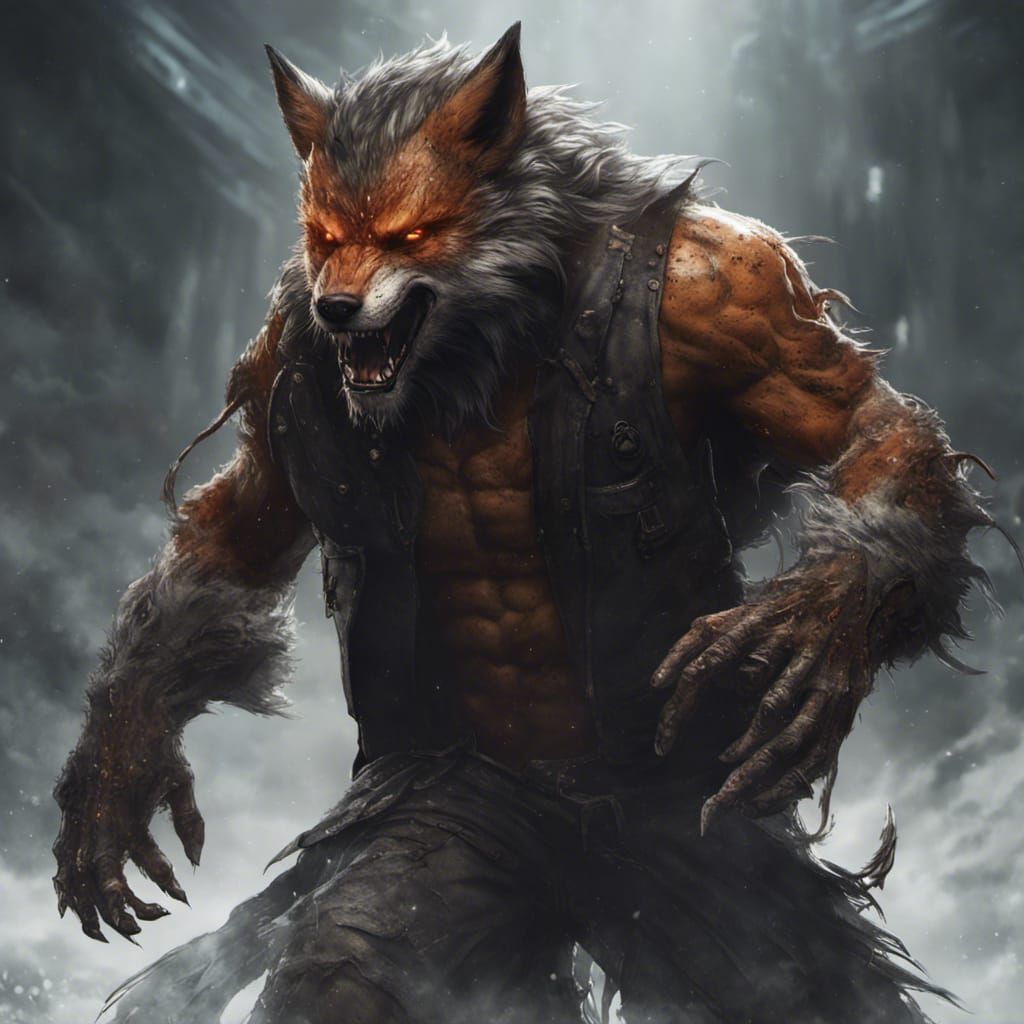 Werefox Transformation in Dark Fantasy Style