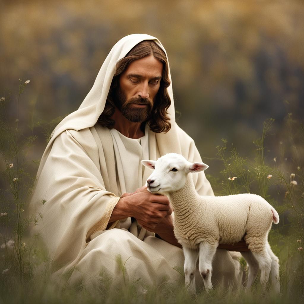 Jesus Christ with a Little Lamb