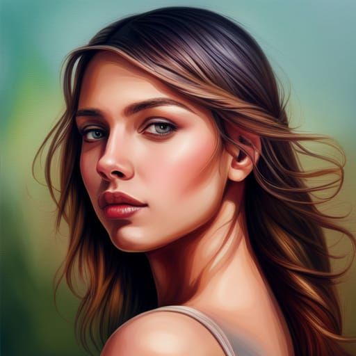 Beautiful Teenage Girl Portrait in Hyperdetailed Photorealis...