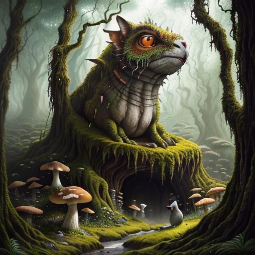 Monster Stone Faces in Whispering Woods