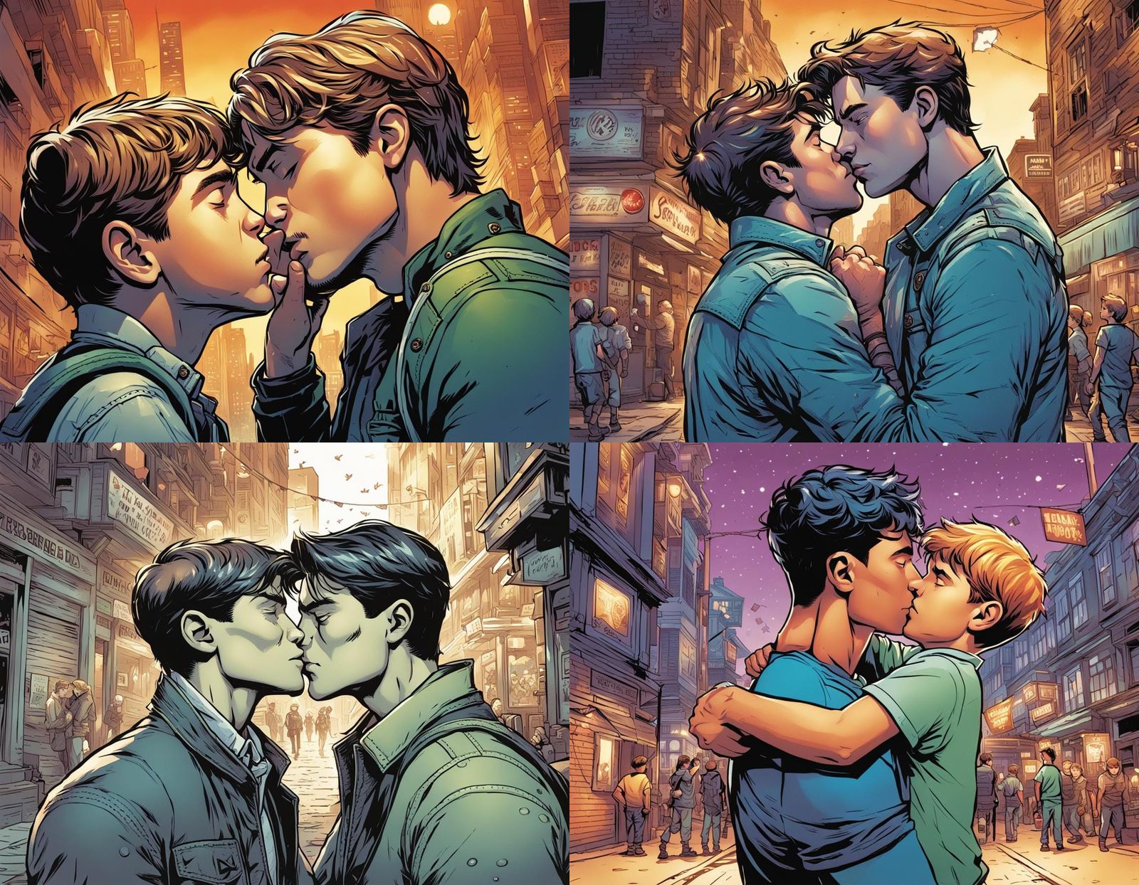 a young gay boy giving all of his love to his boy friend while kissing him
