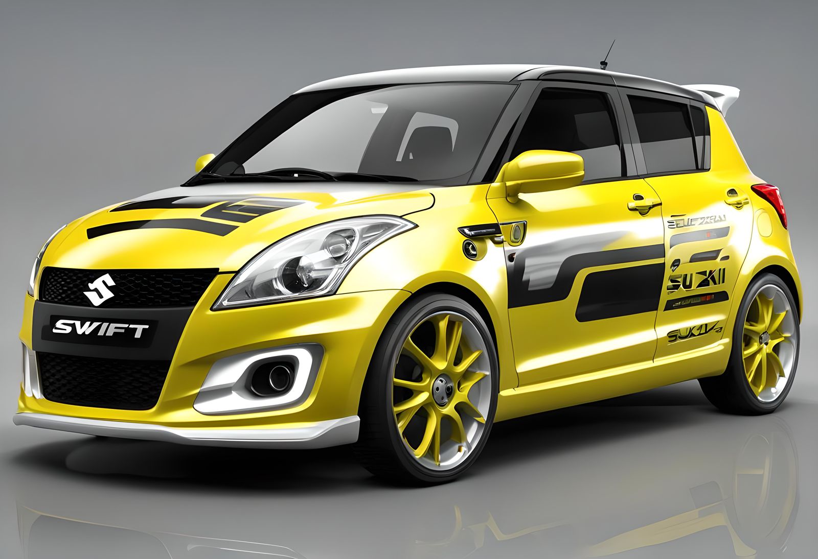 Customized Yellow Suzuki Swift: 3D Render