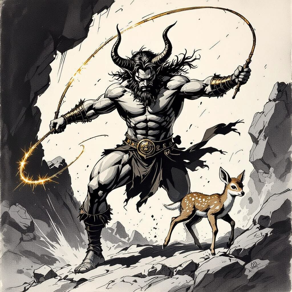 Heroic Pan Rescue: Dynamic Sketch Tattoo Design