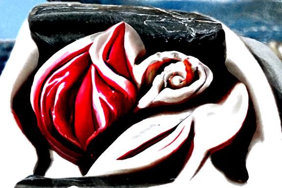 Hyperrealistic Marble Carving of a Red Rose