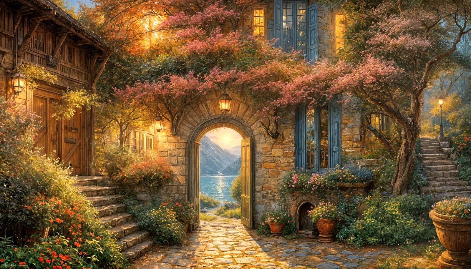 Ethereal Celestial Landscape Oil Painting