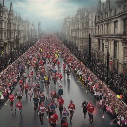 Epic London Marathon: Dramatic Digital Painting