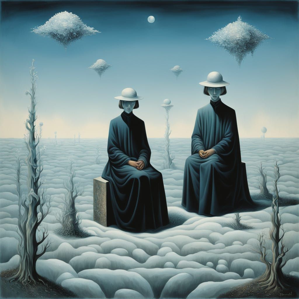 Frozen Serenity in Surrealist Landscape