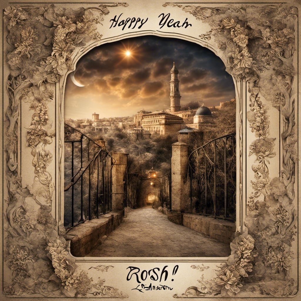 Rosh Hashanah: Artistic New Year Postcard