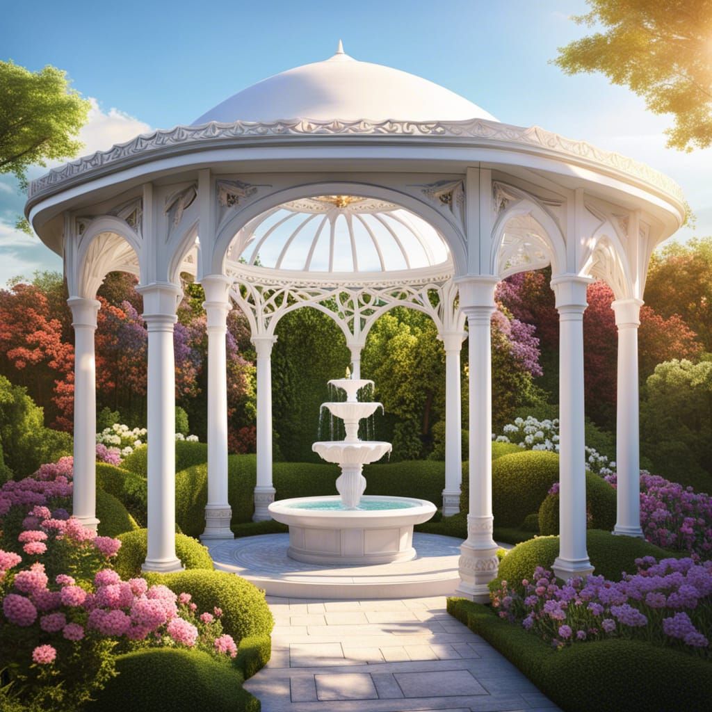 Elven Gazebo and Hedge Maze in Euphoric Lighting