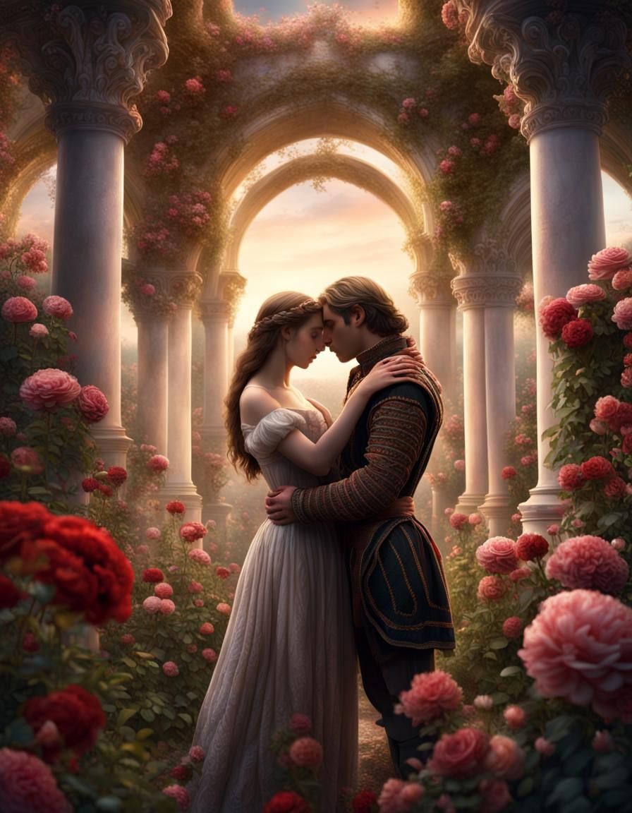 Romeo and Juliet in Flower Garden