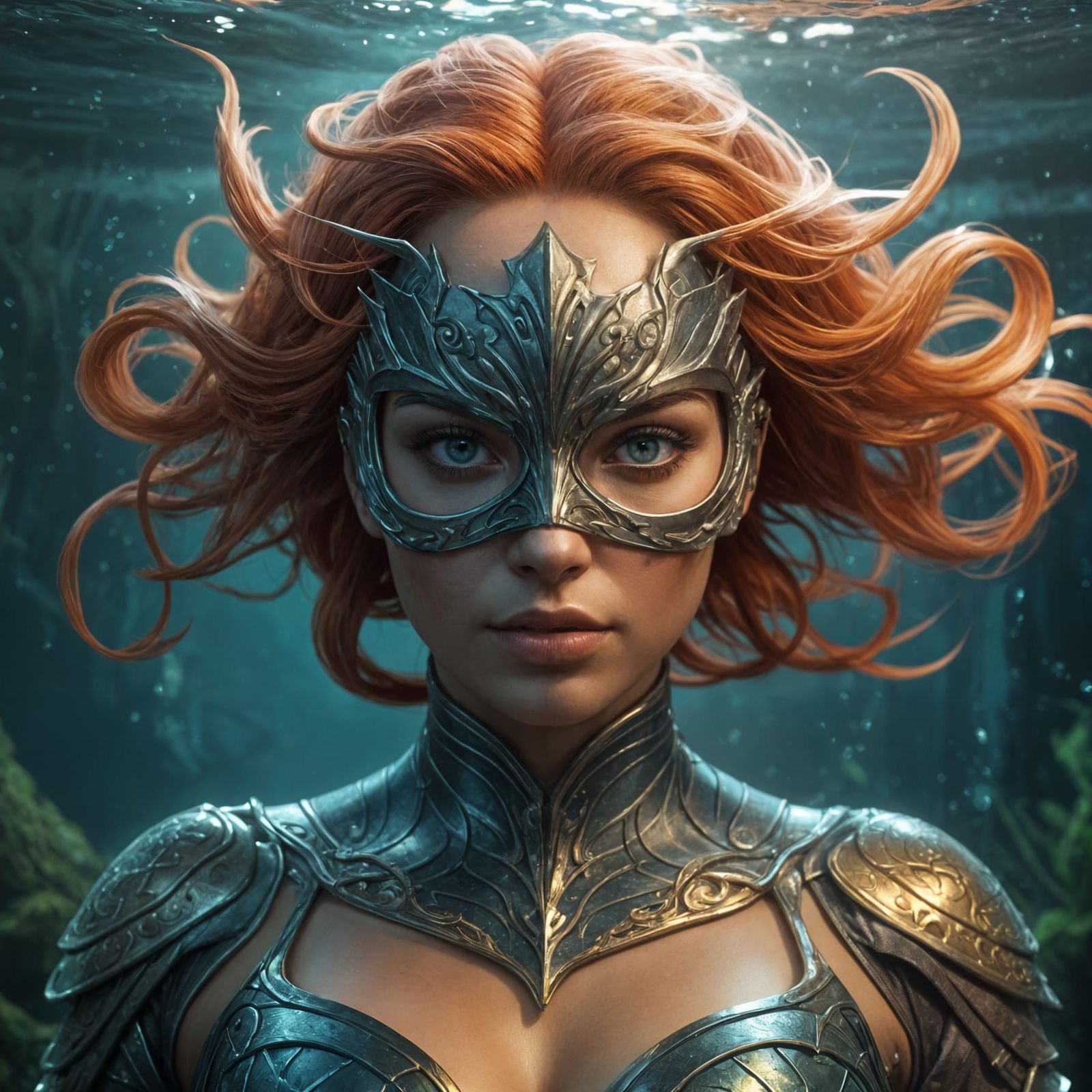 Hyperrealistic Mermaid Superhero in Glittering Armor