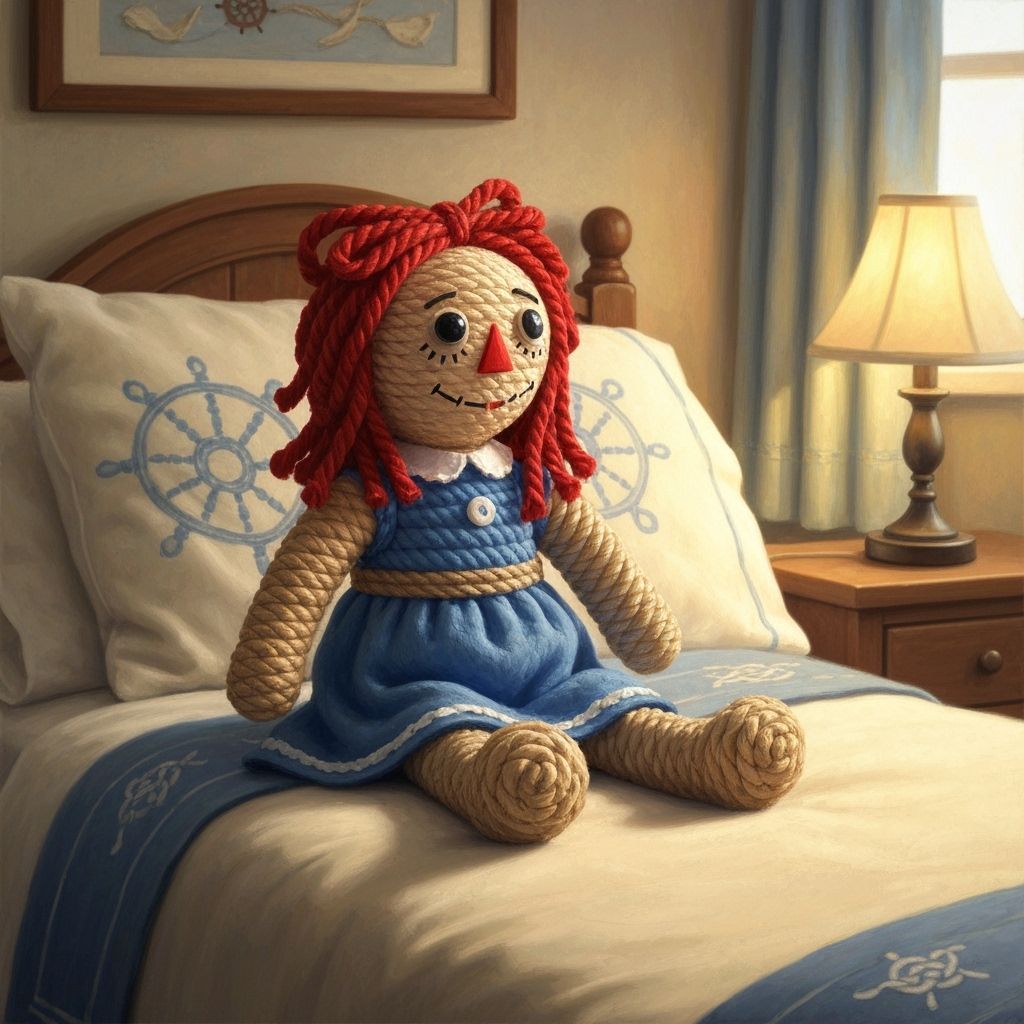 Rope Raggedy Ann Doll in Nautical Bedroom