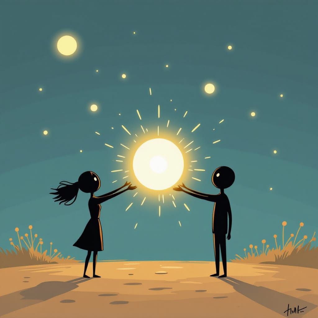 Stick Figure Reaching with Glowing Energy Sphere