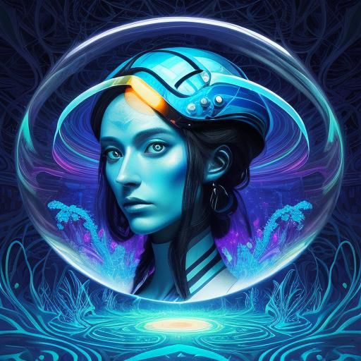 Alice Follows Rabbit in Psychedelic Wonderland