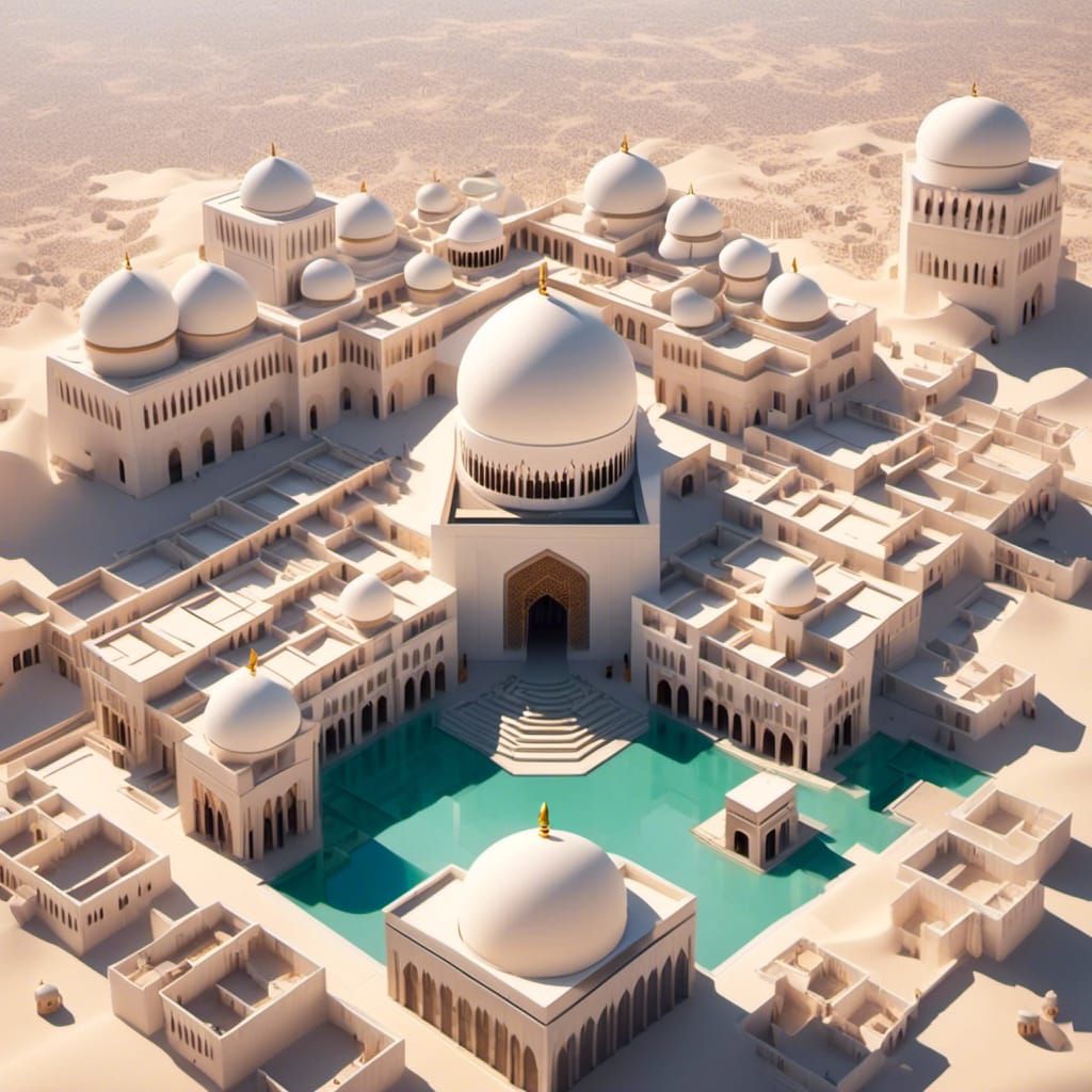 Desert Mosque Architecture in Middle Eastern Style