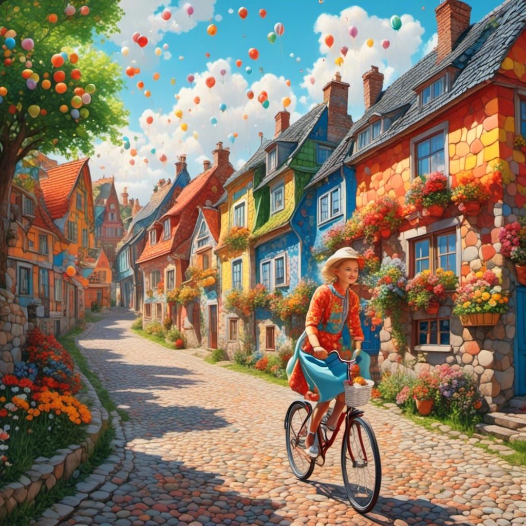 Danish Village Scene in Candy Art Style