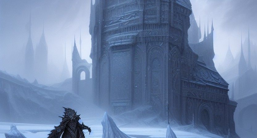 Elegant Ice Fortress: Digital Painting by Rutkowski and Stap...