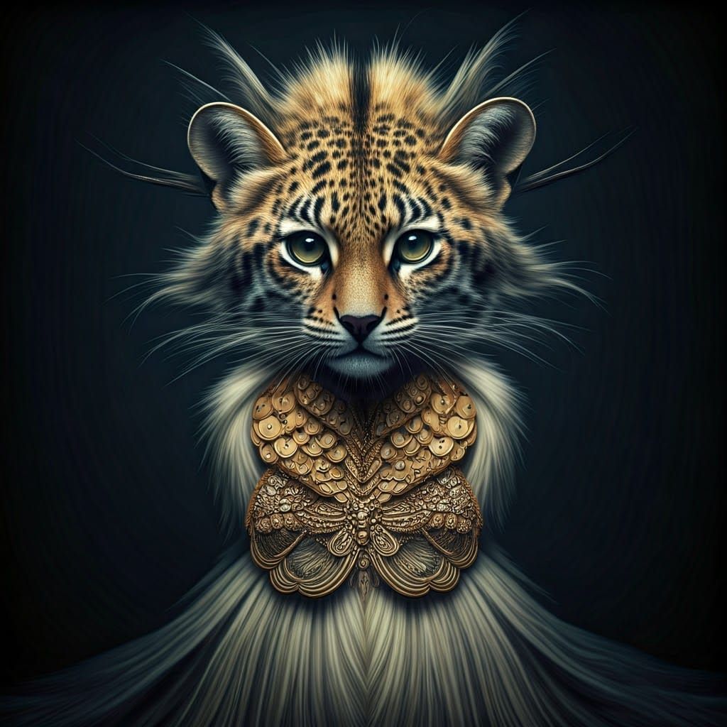 Ethereal Avant Garde Creature Adorned with Ornate Architectu...