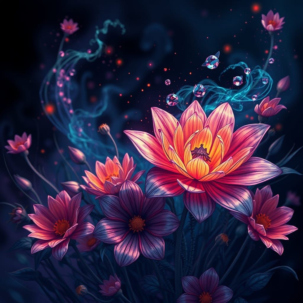 Neurographic Therapy Flowers in Detailed Matte Painting