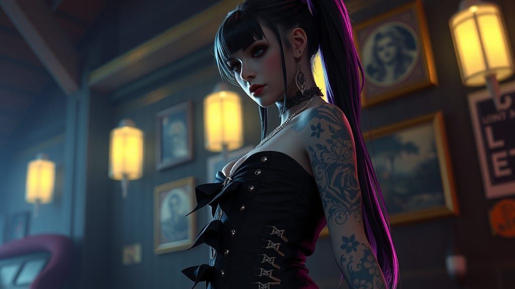 Gothic Goddess in Dark Fantasy Attire