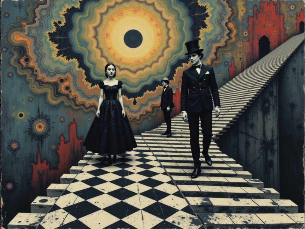 Queen of Hearts in M.C. Escher Style