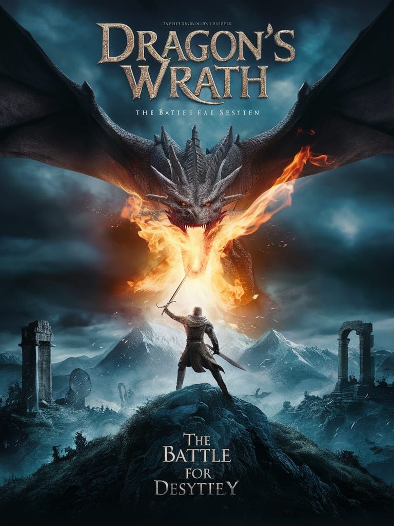 Epic Dragon Battle Movie Poster Art