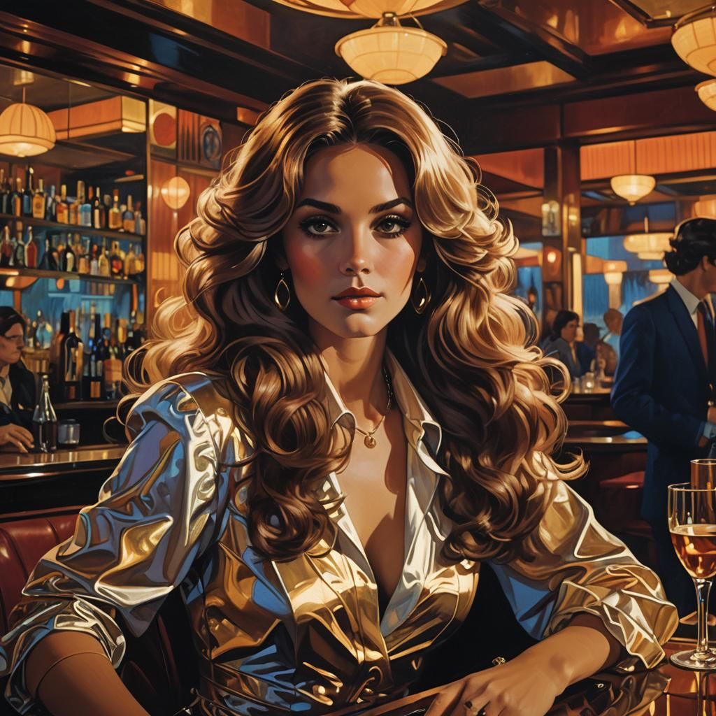 Glamorous Woman in Retro Lounge, Syd Mead Style