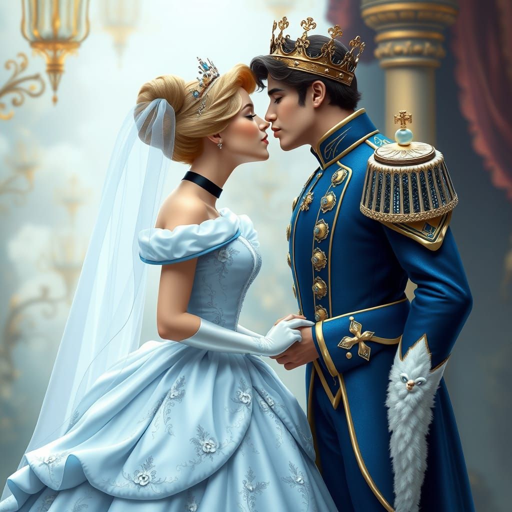 Cinderella and Prince Charming's Wedding Kiss, Disney Style
