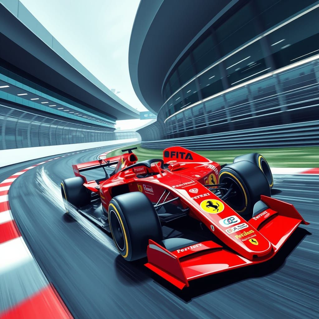 Ferrari F1 Racing Car in Futuristic Style