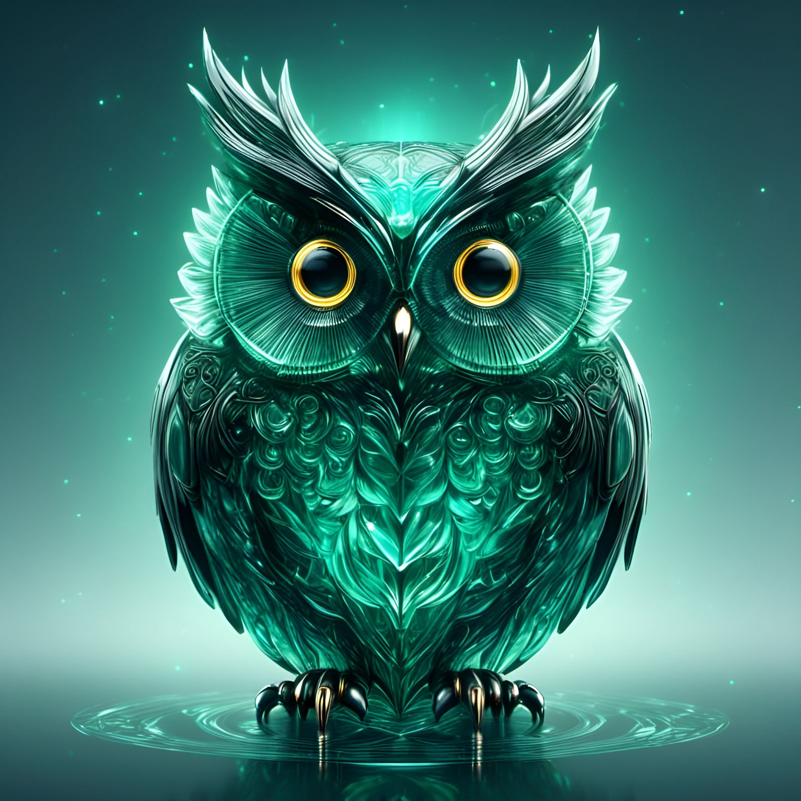 Jade Owl Carving with Electric Energy