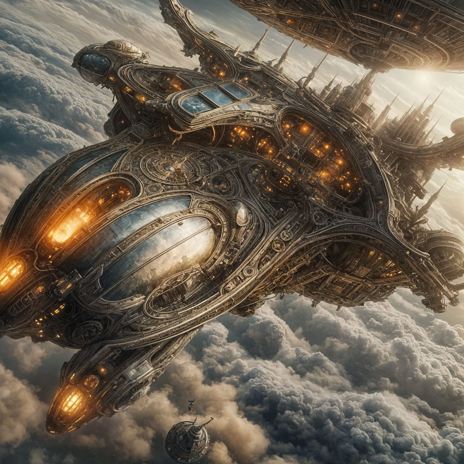 Alien Arrival: Intricate Ship Over City, Photorealistic